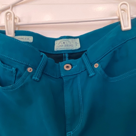 Lucky brand Brooke leggings velvet pant teal size 6/28 - Picture 5 of 11